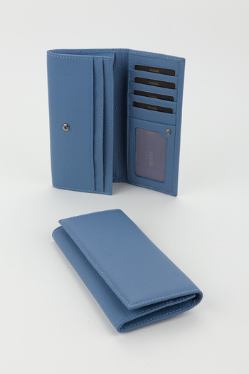 Fossil Boxed Genuine Leather Ice Blue Large Size Women's Hand Portfolio Card Holder Wallet