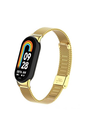 Techmaster Xiaomi Mi Band 8 9 10 Compatible Stainless Metal Mesh Buckle Cord Strap