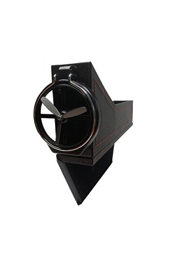 Techmaster Leather Covered Driver Seat Side Organizer Cup Holder Black for Vehicle