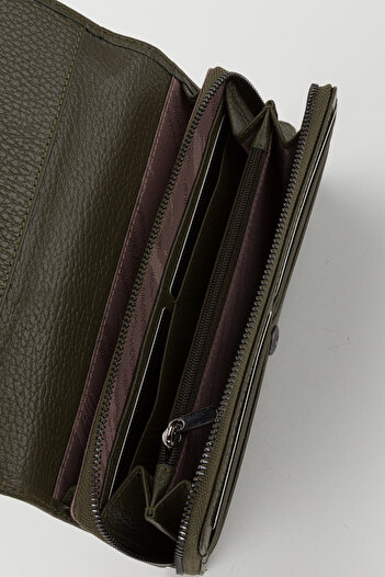 Fossil Boxed Genuine Leather Khaki Large Size Women's Hand Portfolio Card Holder Wallet