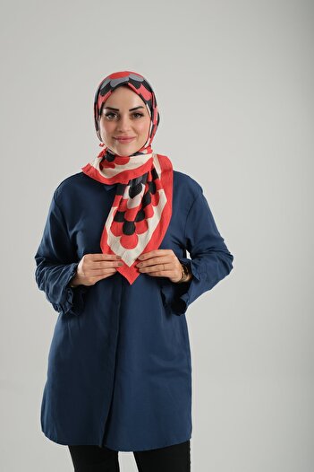 Giverny Bamboo Geometric Digital Printed Red Scarf - 202205 _31