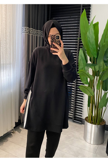 Puane Çizgili Spor Oys ho Sweatshirt
