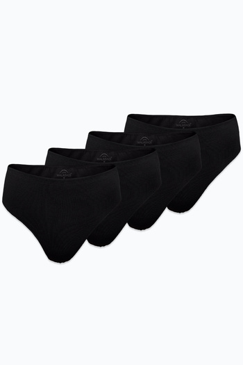 Malabadi Women's Black 4 Pack Modal High Waist String Thong 4m178