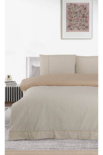 Pierre Cardin Beige-Cream Single Cotton Duvet Cover Set - Piping