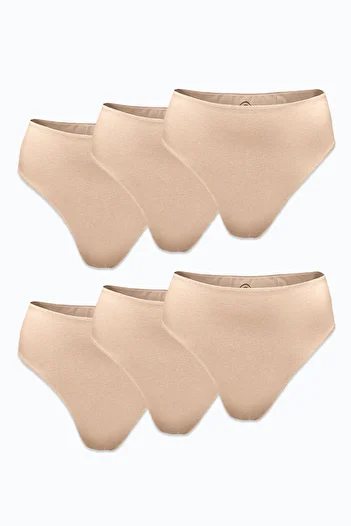 Malabadi Women's Skin Color 6 Pack Modal High Waist String Thong 6m178