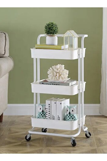 Cady One 3-Tier Rolling Storage Cart, 85 x 45 x 35cm, 3-Shelf Metal Vegetable Organizer,