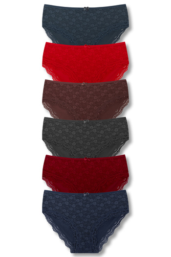 HNX 6 Pack Cotton Lace Front High Waist Plus Size Women's Panties