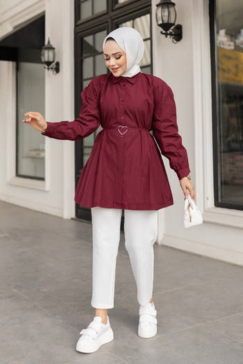 LOCCO Burgundy Shirt - Heart Accessory Design