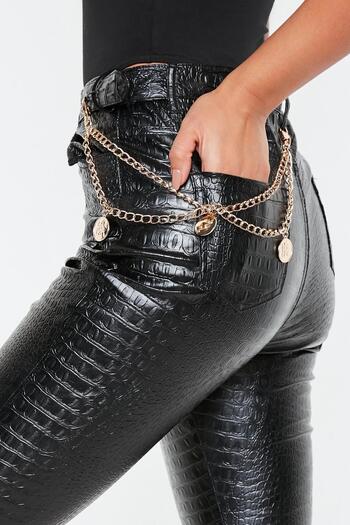 New Obsessions Συνδέστε το αξεσουάρ Pantalon με χρυσή αλυσίδα με μετάλλιο