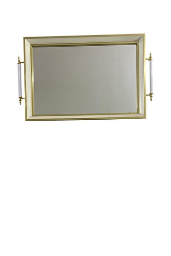 CENGİZ ÇEYİZ Ahşap Profil Kulplu Aynalı Cam Tepsi 25x40 cm 7992