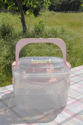 Saban Katlı Piknik Seti Pembe