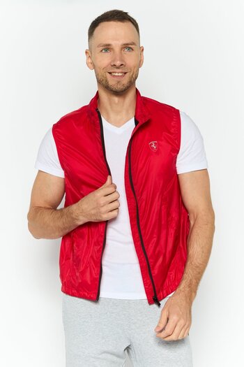 Scuderia Ferrari Men Sportswear Fit Sleeveless Training Vest Jacket, Red