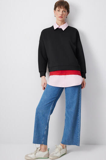 Touché Privé Scuba Fabric Shirt Collar Sweatshirt