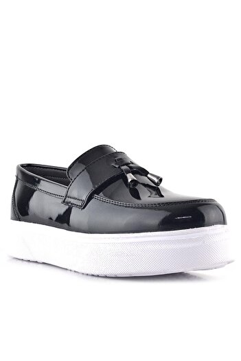 Rakerplus Black Patent Leather White Sole Loafer Classic Children's Shoes