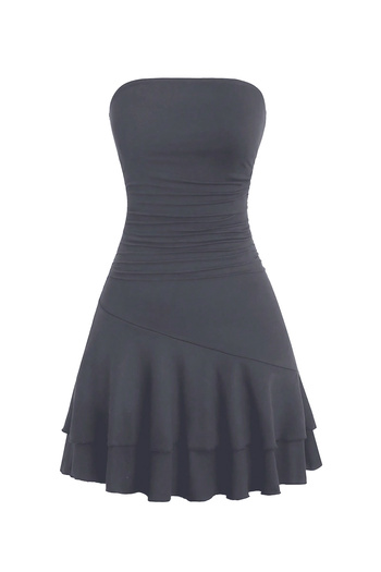 Edela Strapless Draped Mini Anthracite Dress 6015