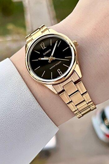 Casio Gold Color Women's Wristwatch with Black Cord