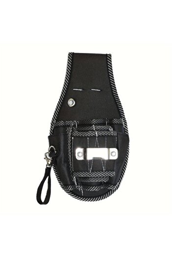 Choice Black Professional Carpenter's Tool Belt Pouch: Durable Polyester, Waist-Level Storage and Drill Hol