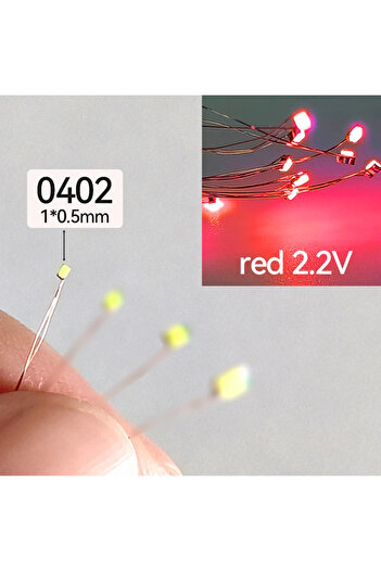 Choice 0402 red 0.08mm 3V 0201 0402 0603 0805 1206 SMD Train HO N OO Scale Pre-Soldered Wires 20cm In Diy