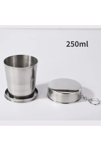 Choice 250ml-style 1 75/150/250ml Stainless Steel Folding Cup Camping Cookware Retractable Cup Teacups Teaw