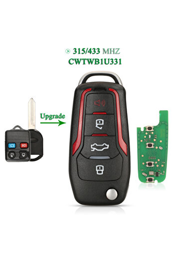 Choice شريط أحمر بدون شريحة jingyuqin مفتاح ريموت قلاب CWTWB1U331 معدل 315/433 ميجا هرتز لسيارة فورد إكسبلورر