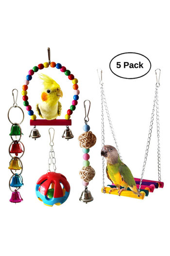 Choice 5 pack Combination Bird Toys Set Swing Chewing Training Toys Small Parrot Hanging Hammock Parrot Cag