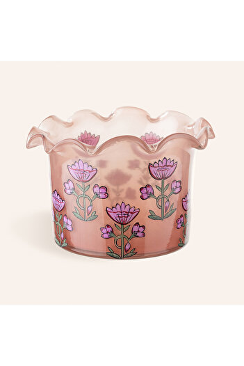 Zsa Zsa Zsu Aravalı Cam Dekoratif Kase 17x17x12 Cm Pembe