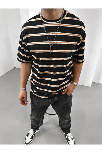 King Brothers Ανδρικό μπλουζάκι Flexible Cotton Oversize ριγέ