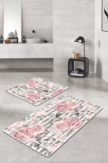 Filamente 2-Piece Non-Slip Based Washable Bath Mat - 60*100 cm and 50*60 cm
