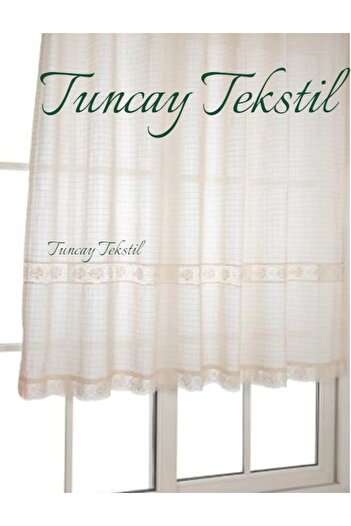 TUNCAY TEKSTİL Buldan Work Monika Intermediate and End Lace Curtain Linen Woven Kopenaki Curtain