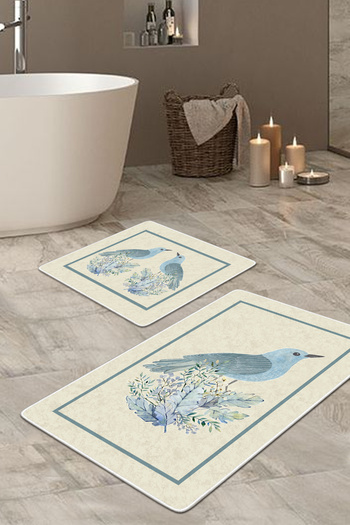 Filamente 2-Piece Non-Slip Based Washable Bath Mat - 60*100 cm and 50*60 cm