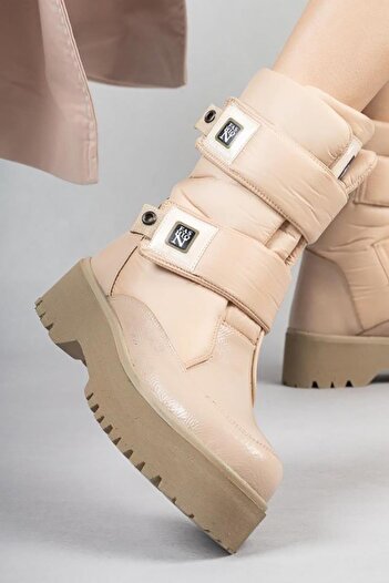 Celira Nsl386 Nude Patent Leather Winter Women's Snow Boots
