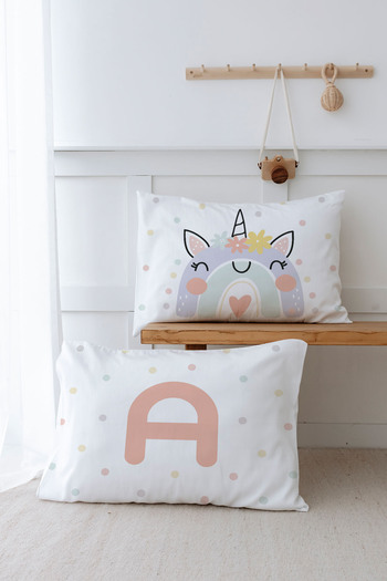 Tuğba Kuğu 2-Piece Pillow Case (50x70) Salmon Unicorn - Letter Series - Letter A