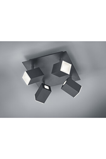 Homelux Spot Lagos, 25X25 Cm, 1 X Smd Led, 6 W, 4X550 Lm, 3000 K, Metal, Matt Black