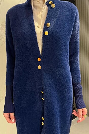 Safgiyim44 Women's Plush Soft 3 Thread Double Button Hijab Cardigan