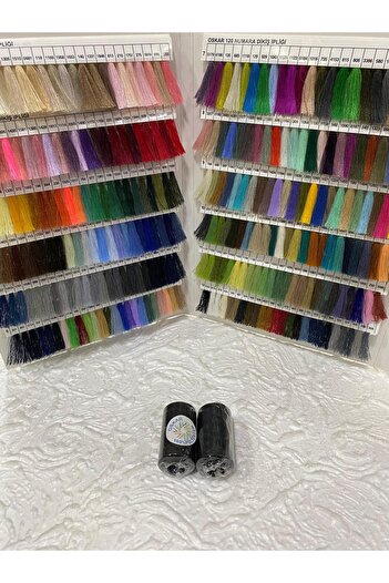 Oskar 120No Polyester Sewing Thread Black 500-650Mt (2 Pcs)