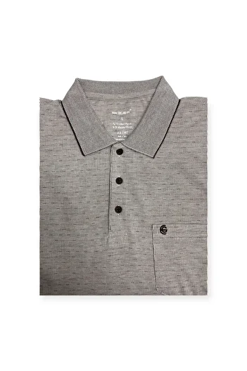 Sadık Collection Ercan Men's Large Size Combed Cotton Fabric Polo Neck Pocket Short Sleeve Light Brown T-Shirt V-3 0157