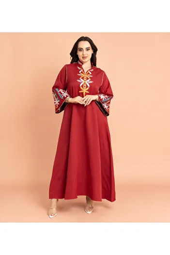 IKKXA Solid Embroidery Elegant Jalabiya