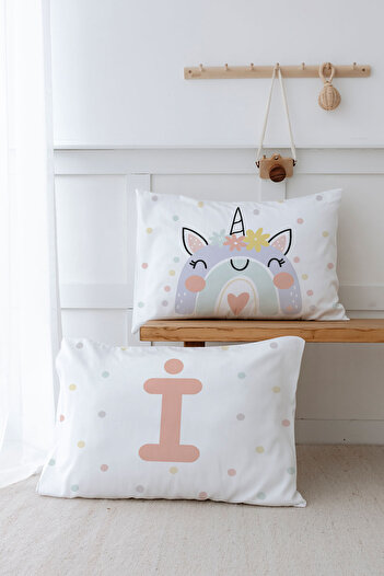 Tuğba Kuğu 2-Piece Pillowcases (50X70) Salmon Unicorn - Letter Series - Letter I