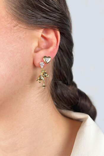 Sose Moda Xuping Teddy Bear Earrings - Gold Color