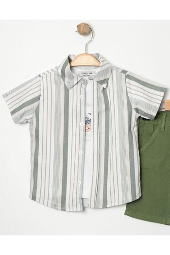 Chicsy Baby Striped 3-Piece Set with Stylish Shirts for Kids and Baby - Adjustable Waist and Short Sleeve Shorts