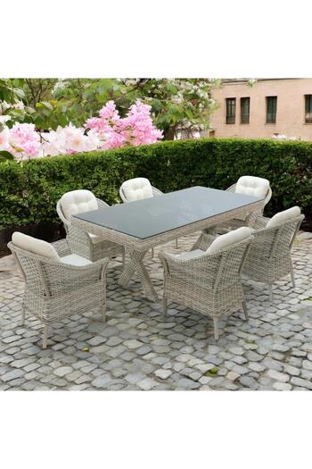 ReHome Spark | Rehome 100x200 Rattan Bahçe Masa Takımı | 316