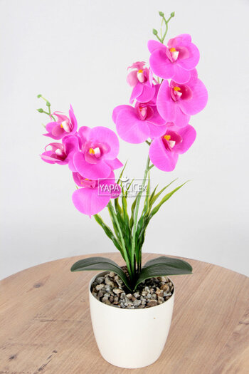 Yapay Çiçek Deposu Decorativ 2 bucăți Mini Orhidee Artificială Umplută Fuchsia 40 cm