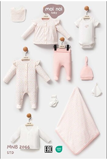 Moi Noi My Baby Kumsal Kuzu Desenli 10'lu Hastane Çıkışı Zıbın Seti (YENİDOĞAN) 2066