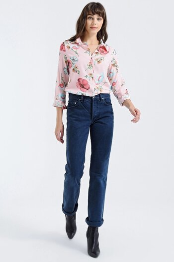 Juuuj Cămașă cu mânecă lungă, roz, în stil modern, cu modele florale