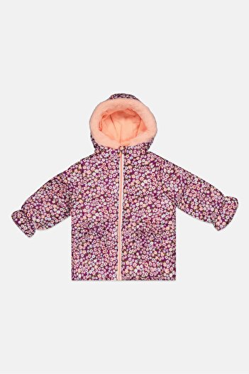 Kensie Girl Toddler Girls Floral Print Hooded Puffer Jacket, Purple