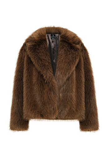 Antioch Women's Brown Faux Fur Jacket - Collar Design