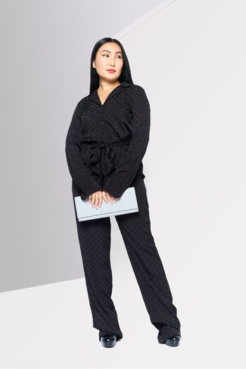 Michael Kors Women Circle Logo Belted Jumpsuit, Black