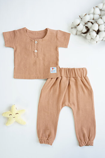 bshood X Silk Atlas Girls Baby Boys and Children's Short Sleeve Muslin Suit