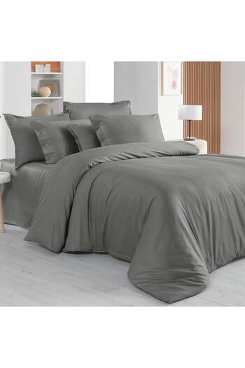 Sarev Double Gray Monochrome 100% Cotton Satin Flat Sheet