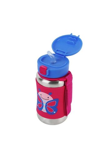 Skip Hop Butterfly Steel Water Bottle with Straw